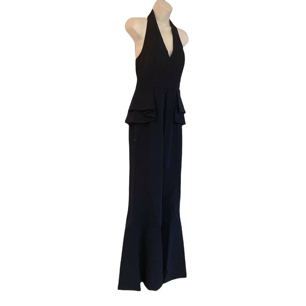 Vince Camuto Peplum Fluted Halter Gown Navy Formal Maxi Prom MOB Black Tie Dress - Picture 4 of 11